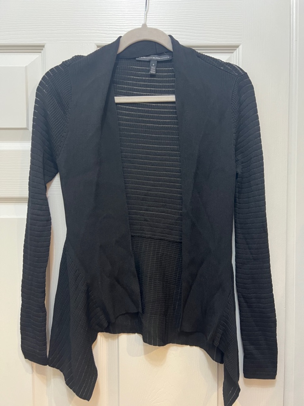 White House Black Market Black Open-Front Ribbed Cardigan